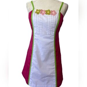 NWT Unique Vintage Hot Pink dress with crochet flowers(10-12)